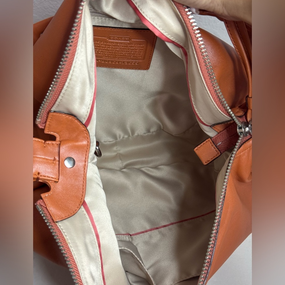 Coach Burnt Orange Leather Shoulder Bag Hobo Style Purse #13655 - Picture 10 of 13